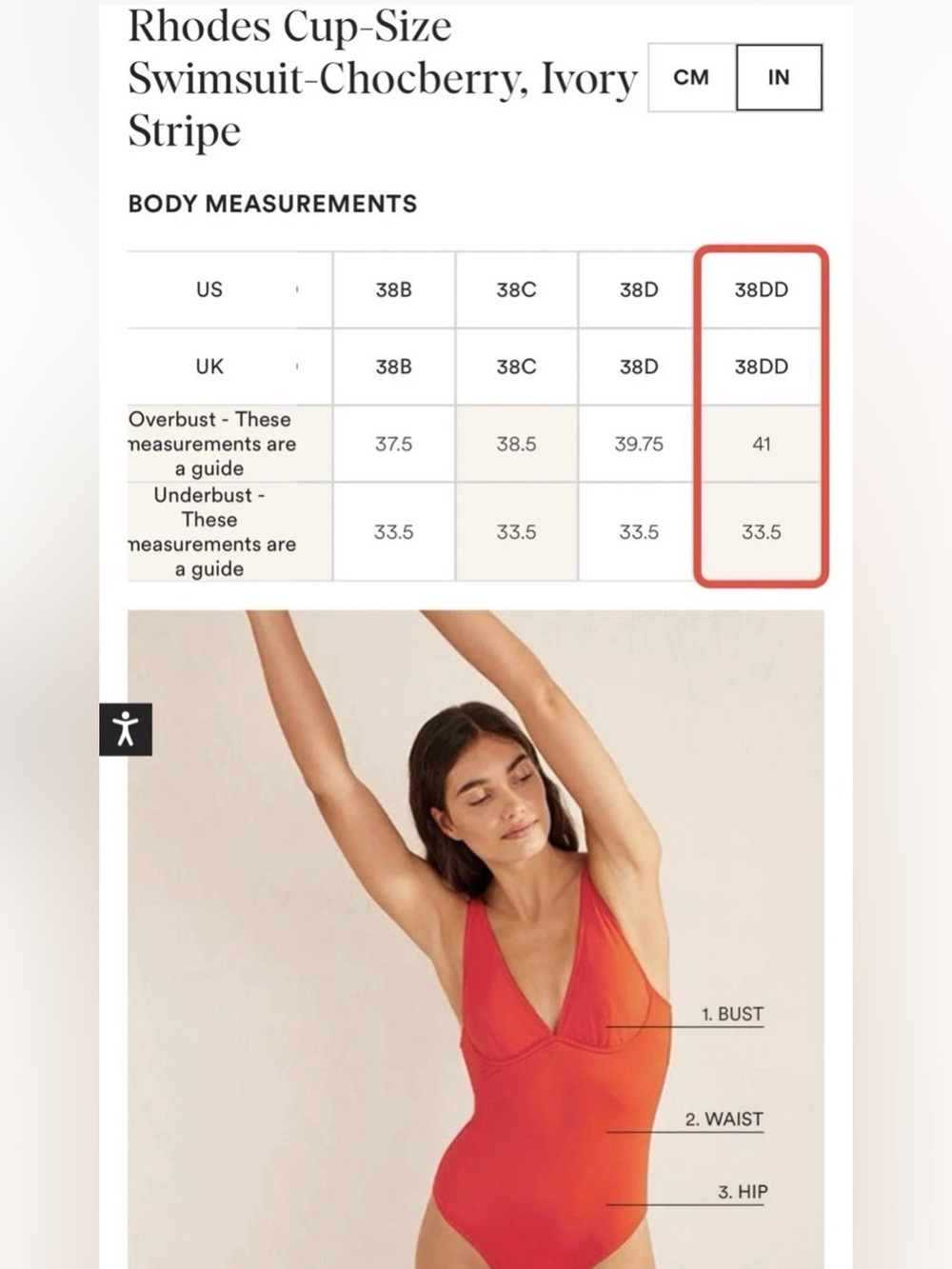 BODEN Women’s Rhodes Cup-Size Swimsuit | Chocberry, Ivory Stripe Size 34DD - Picture 10 of 12